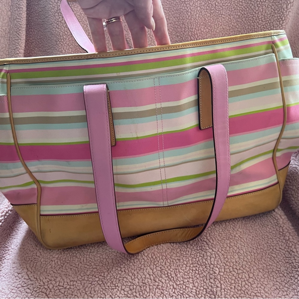 Coach Striped Tote Diaper Bag - Picture 7 of 15